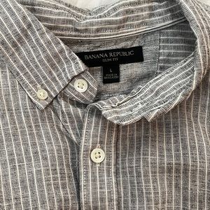 Banana Republic Linen striped button down